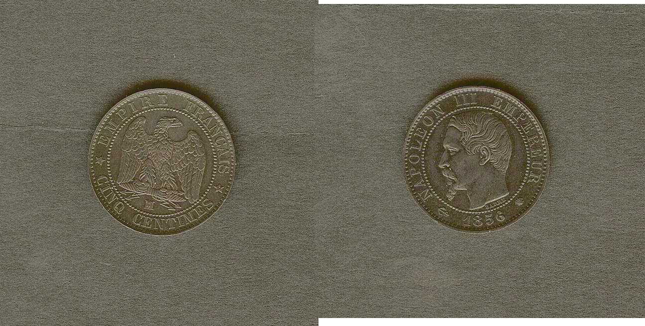Cinq centimes Napoléon III, tête nue 1856MA SPL-